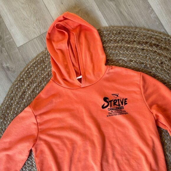 Shein Youth STRIVE Graphic Hoodie Sweatshirt Orange Size 12 - Picture 2 of 5